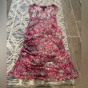 INC Pink Paisley racer back top with embellished trim